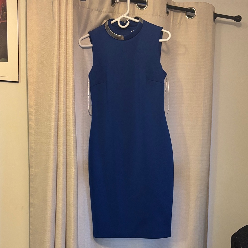 Calvin Klein Elegant Blue Sleeveless Dress